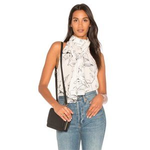 DIANE VON FURSTENBERG DvF Sleeveless High Neck Floral Print Silk Blouse